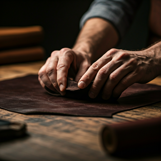 Master artisan shaping leather by hand