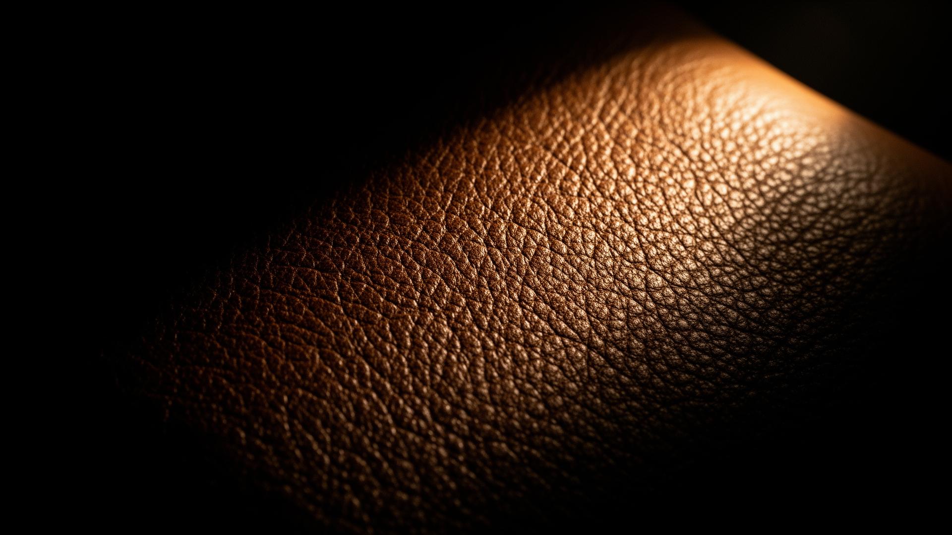 Leather emerging from darkness